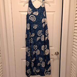 Blue and White Shell Print Dress